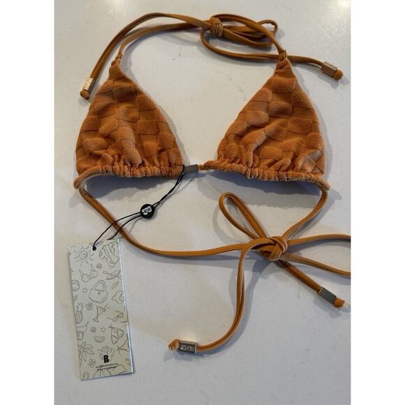 Blackbough Size Small Triangle Bikini Top Toffee Jacquard Tieback - Picture 1 of 6